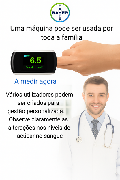 Medidor de Glicose no Sangue Não Invasivo Bayer (5 segundos / 99% de precisão)